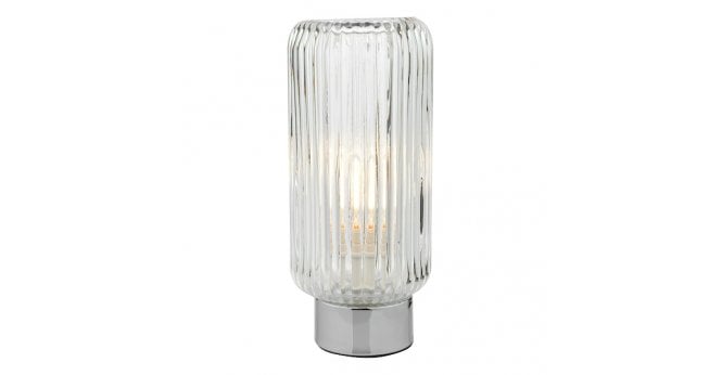 Där Lighting Mason Touch Table Lamp Polished Chromed Ribbed Glass