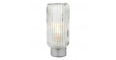 Mason Touch Table Lamp Polished Chromed Ribbed Glass