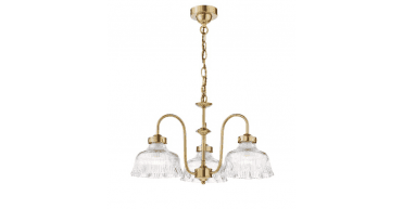 Maude 3 Light Armed Pendant Natural Brass and Ribbed Glass