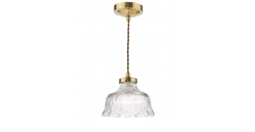Maude Pendant Natural Brass and Ribbed Glass