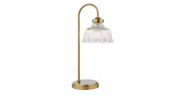 Maude Table Lamp Natural Brass and Ribbed Glass