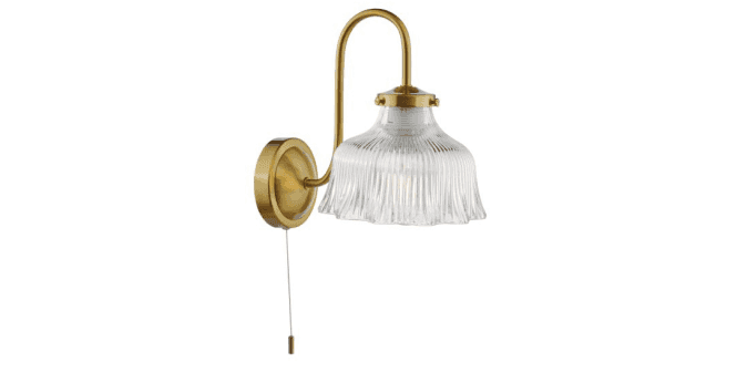 Där Lighting Maude Wall Light Natural Brass and Ribbed Glass