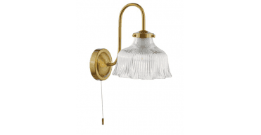 Maude Wall Light Natural Brass and Ribbed Glass