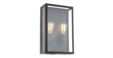 Mazin 2 Light Outdoor Wall Light Matt Black and Glass IP44