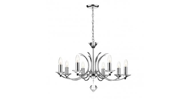 Där Lighting Medusa 8 Light Dual Mount Pendant K9 Crystal Polished Chrome