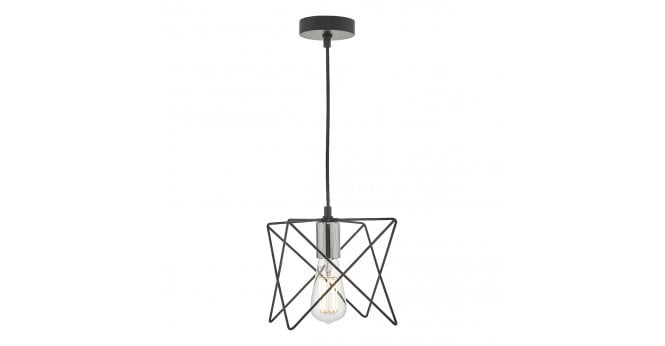 Där Lighting Midi 1 Light Pendant Black and Polished Chrome