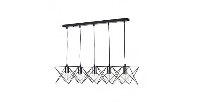 Där Lighting Midi 5lt Bar Pendant Black & Polished Chrome