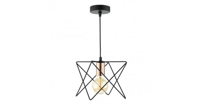 Där Lighting Midi Cage Pendant Matt Black & Bright Copper