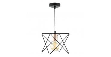 Midi Cage Pendant Matt Black & Bright Copper