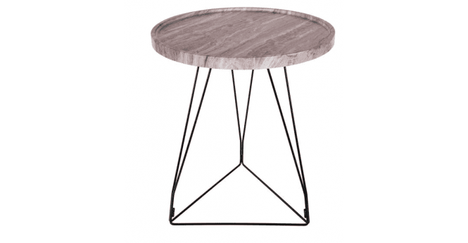 Där Lighting Miguel Side Table Brown Stone Effect and Matt Black