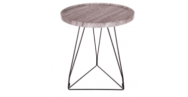 Miguel Side Table Brown Stone Effect and Matt Black