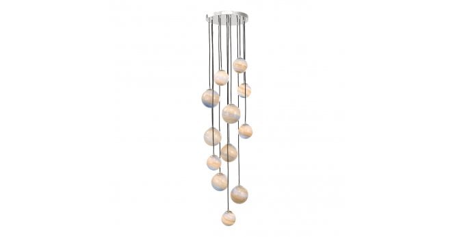 Där Lighting Mikara 12 Light Cluster Pendant Polished Chrome Marble Effect Glass 1.</p class=