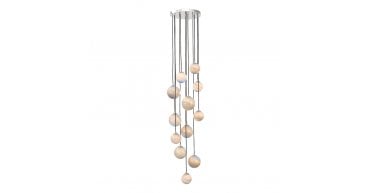 Mikara 12 Light Cluster Pendant Polished Chrome Marble Effect Glass 2.5M