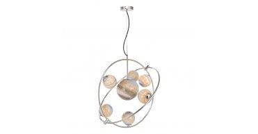 Mikara 7 Light Pendant Polished Chrome Marble Effect Glass