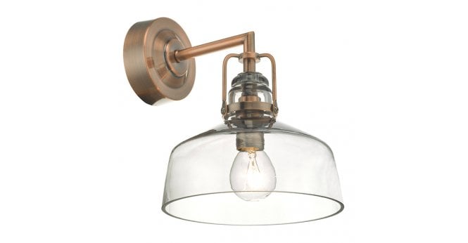 Där Lighting Miles Wall Light Antique Copper Smoked Glass