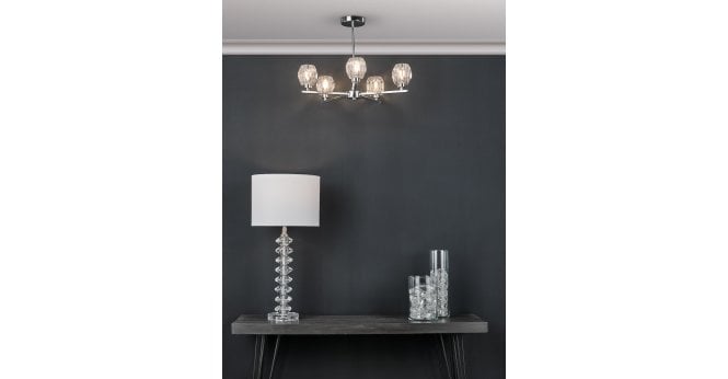 Där Lighting Mina Table Lamp Polished Chrome & Crystal With Shade