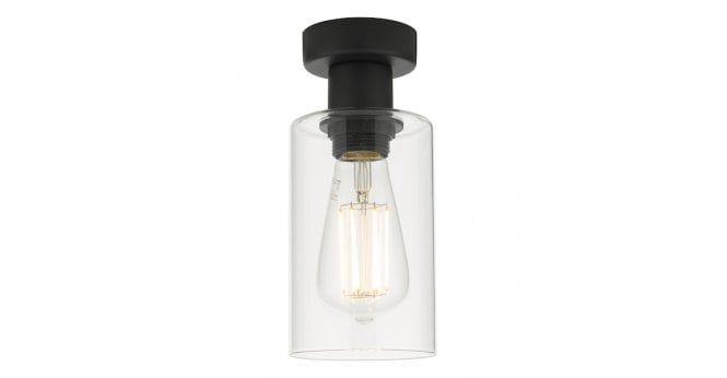 Där Lighting Miu 1 Light Flush Matt Black Glass