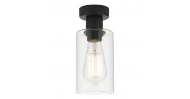 Miu 1 Light Flush Matt Black Glass