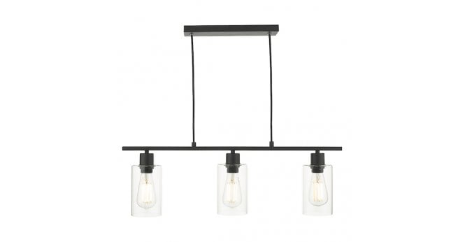 Där Lighting Miu 3 Light Bar Matt Black Glass