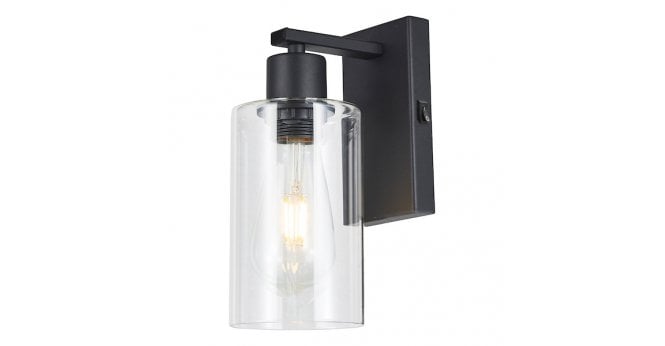 Där Lighting Miu Wall Light Matt Black Glass
