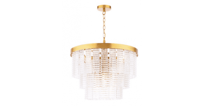 Där Lighting Moesha 6 Light Pendant Natural Brass and Ribbed Glass