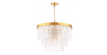 Moesha 6 Light Pendant Natural Brass and Ribbed Glass