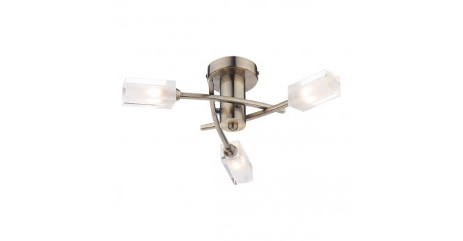 Där Lighting Morgan 3 Light Semi Flush Antique Brass