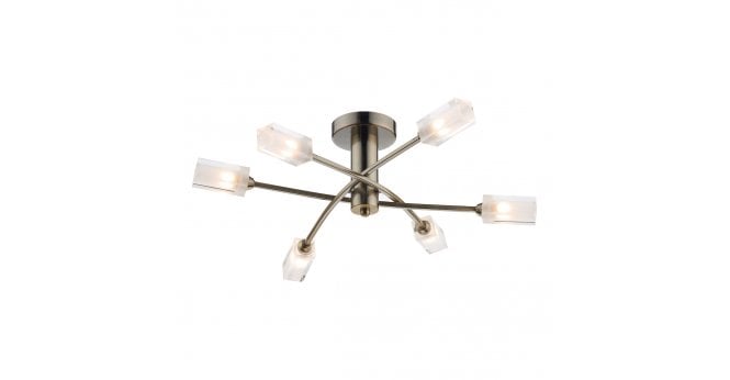 Där Lighting Morgan 6 Light Semi Flush Antique Brass