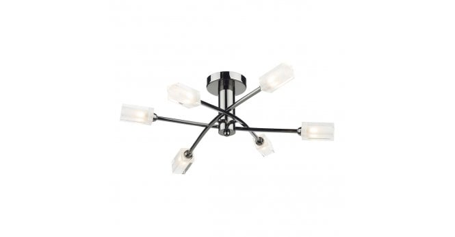 Där Lighting Morgan 6 Light Semi Flush Black Chrome