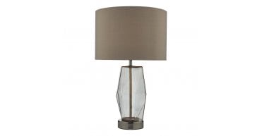 Mubina Touch Table Lamp Black Chrome Smoked Glass With Shade