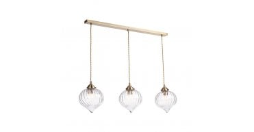 Mya 3 Light Bar Pendant Antique Brass and Glass