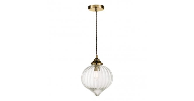 Där Lighting Mya Pendant Antique Brass Glass