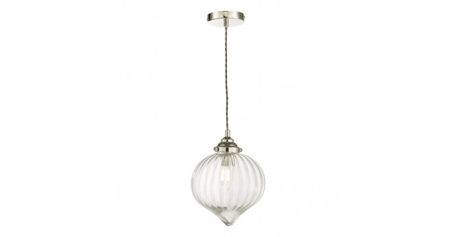 Där Lighting Mya Pendant Polished Nickel Glass