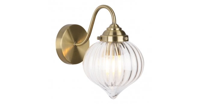 Där Lighting Mya Wall Light Antique Brass and Glass