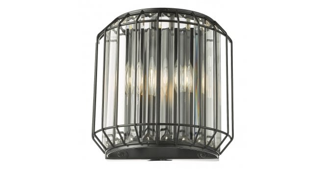 Där Lighting Naeva 2 Light Wall Light Matt Black and Crystal