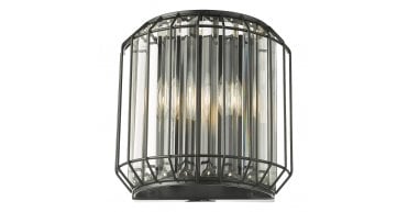 Naeva 2 Light Wall Light Matt Black and Crystal