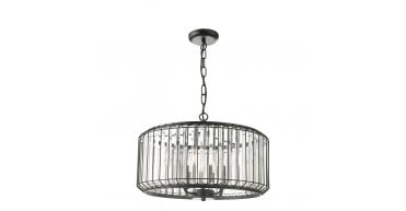 Naeva 4 Light Pendant Satin Black Crystal