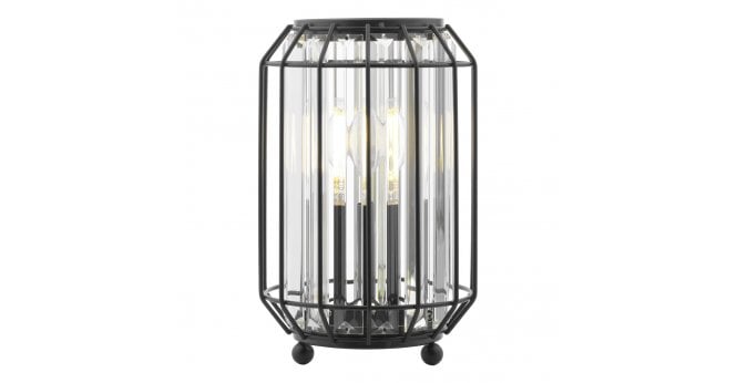 Där Lighting Naeva Table Lamp Matt Black and Crystal