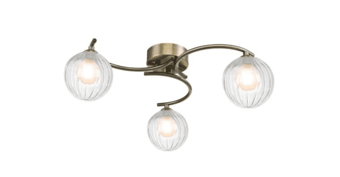 Där Lighting Nakita 3 Light Semi Flush Antique Brass With Clear/Opal Glass