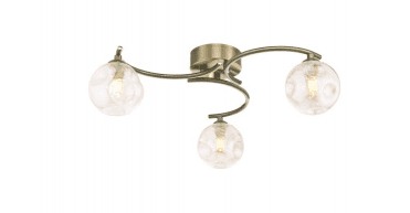Nakita 3 Light Semi Flush Antique Brass With Closed Organic Amber Glass