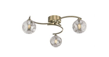 Nakita 3 Light Semi Flush Antique Brass With Closed Organic Smoked Glass
