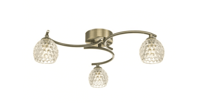 Där Lighting Nakita 3 Light Semi Flush Antique Brass With Dimpled Open Glass