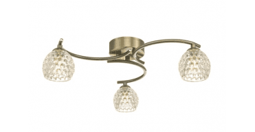 Nakita 3 Light Semi Flush Antique Brass With Dimpled Open Glass