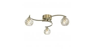 Nakita 3 Light Semi Flush Antique Brass With Twisted Open Glass