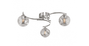 Nakita 3 Light Semi Flush Polished Chrome With Closed Organic Smoked Glass