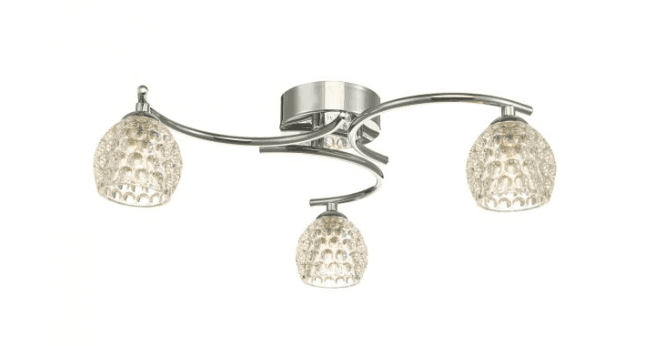 Där Lighting Nakita 3 Light Semi Flush Polished Chrome With Dimpled Open Glass