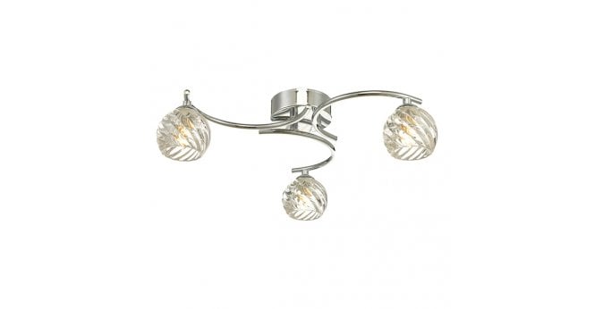 Där Lighting Nakita 3 Light Semi Flush Polished Chrome With Twisted Open Glass