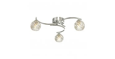 Nakita 3 Light Semi Flush Polished Chrome With Twisted Open Glass