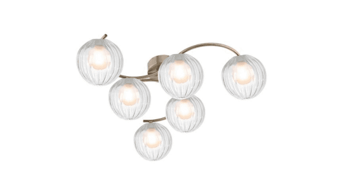 Där Lighting Nakita 6 Light Semi Flush Antique Brass With Clear/Opal Glass