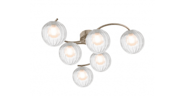 Nakita 6 Light Semi Flush Antique Brass With Clear/Opal Glass